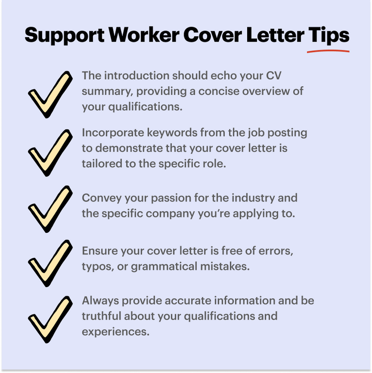 support worker cover letter tips