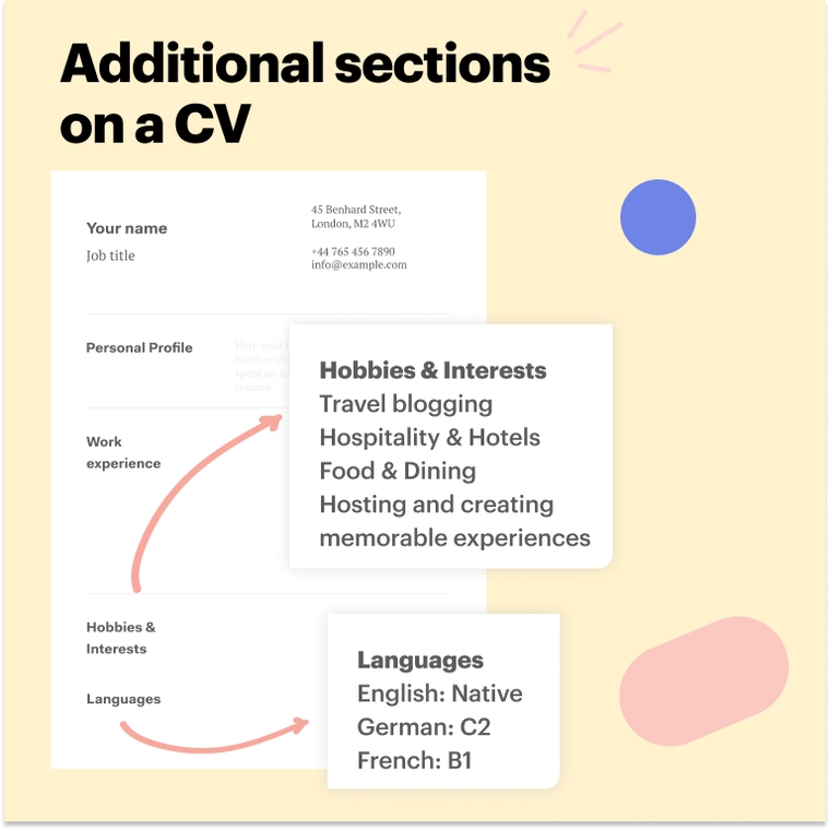 Additional Sections Travel Agent CV