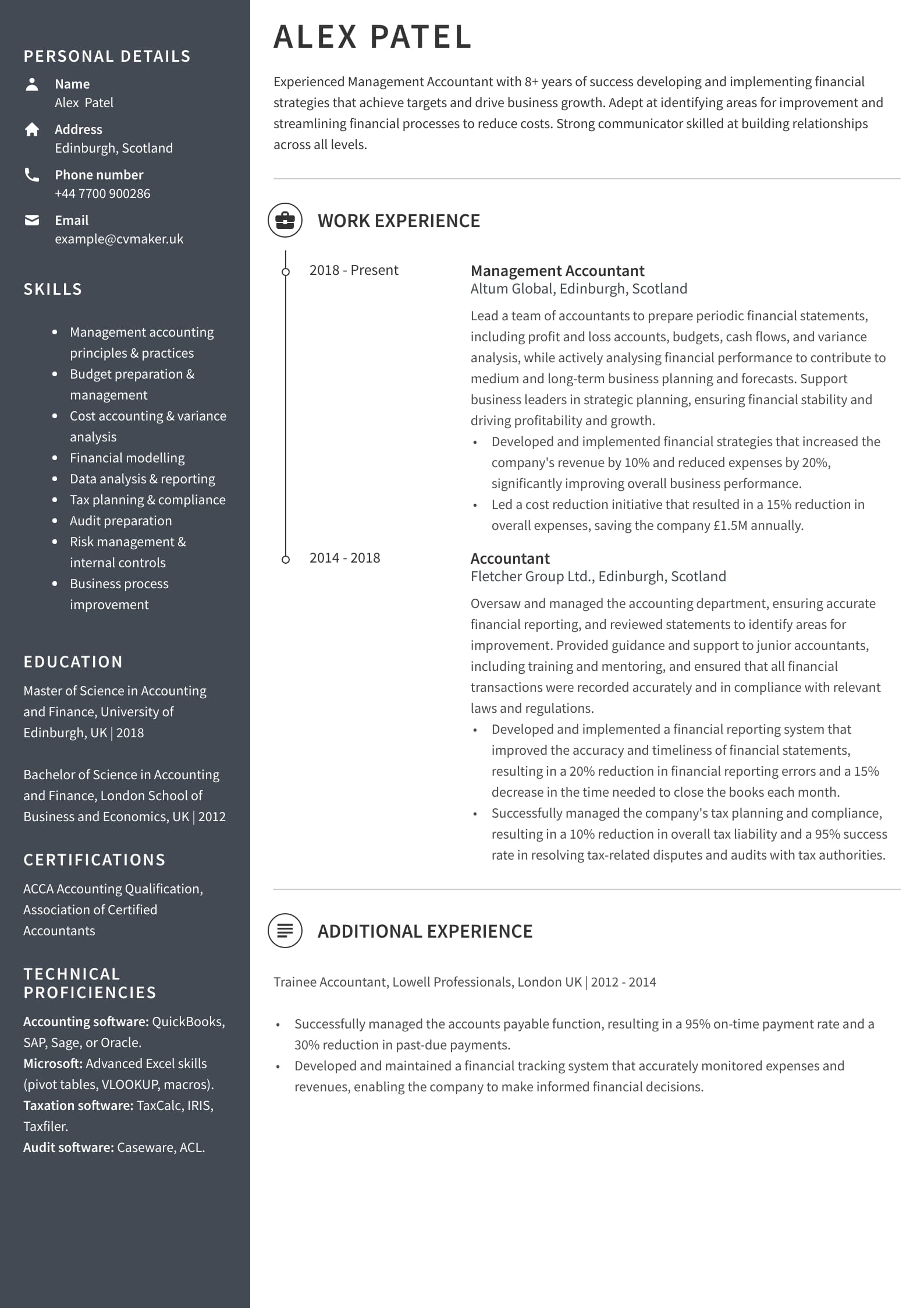 Accountant CV Example Writing Guide And Best Tips 