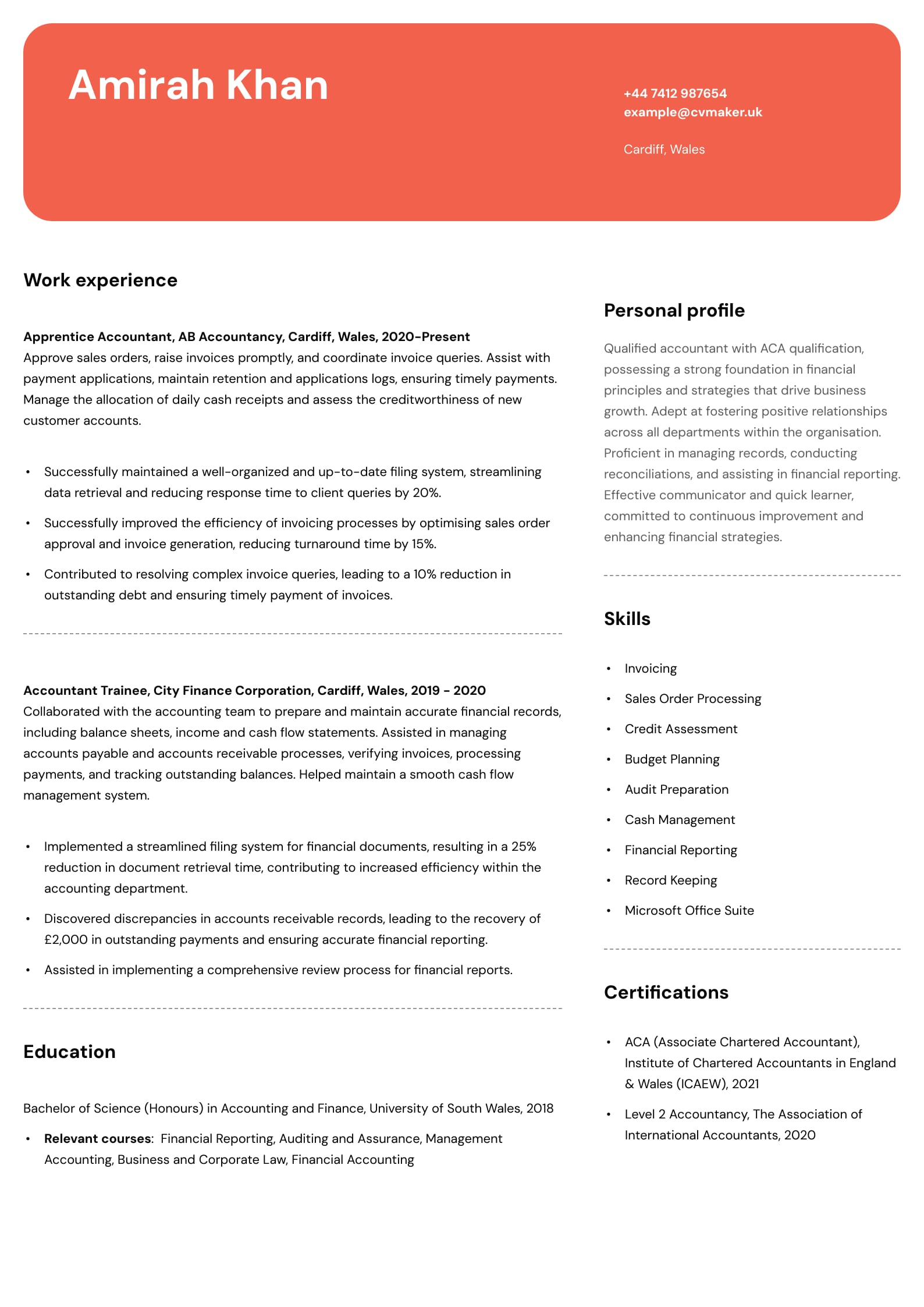 Best Professional CV Examples For Jobs In The UK In 2023