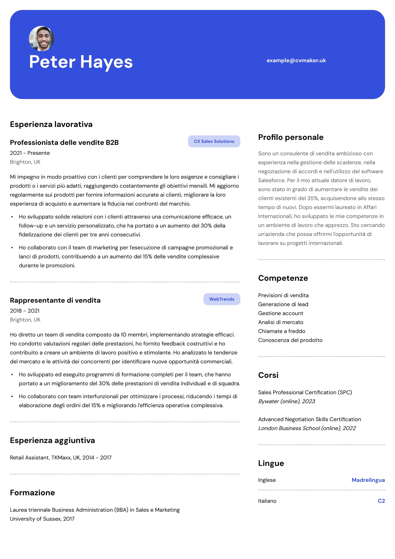 Italian CV template