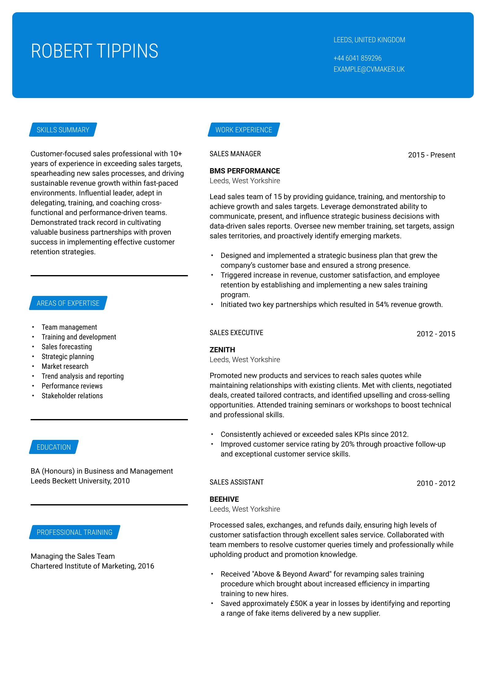 Sales CV Example Tips And Guide To Land More Interviews