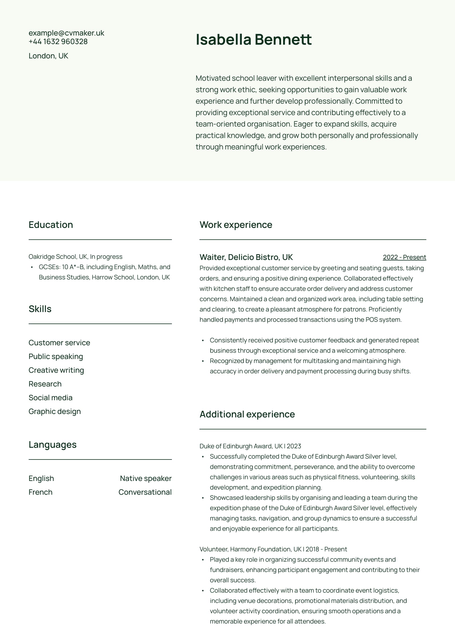 School Leaver CV Best Writing Guide With Tips And Examples