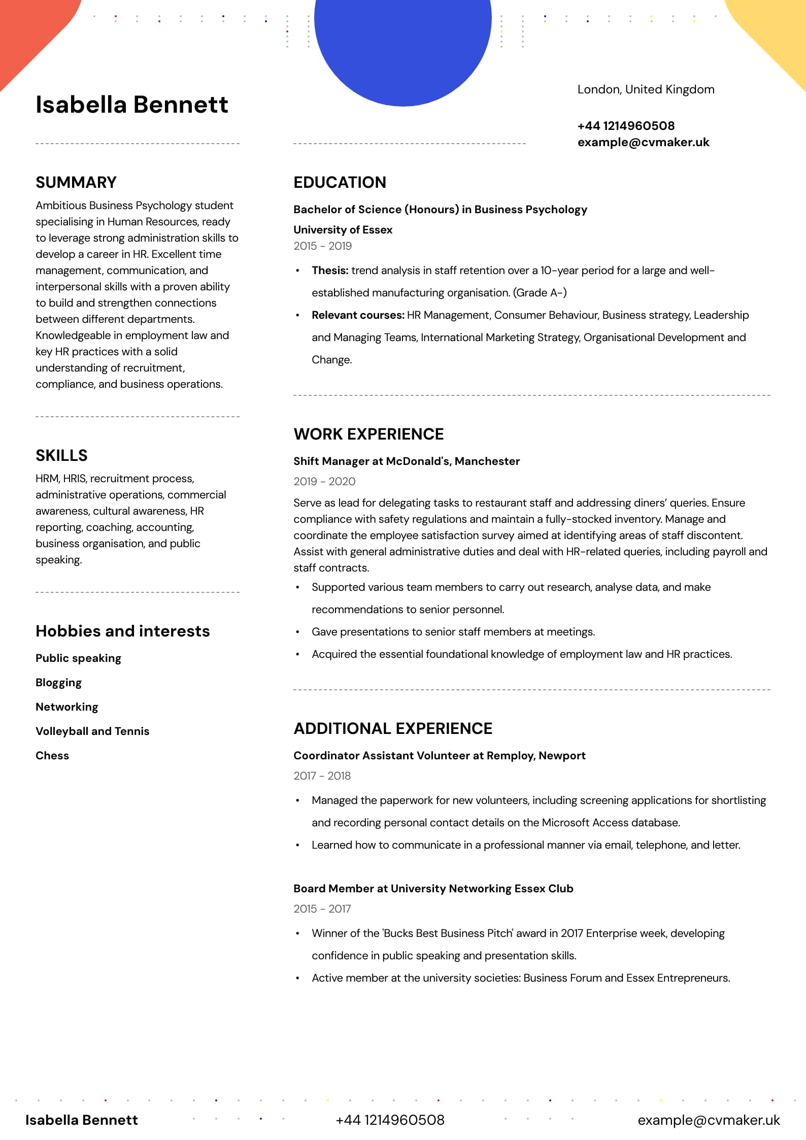 Student CV template 