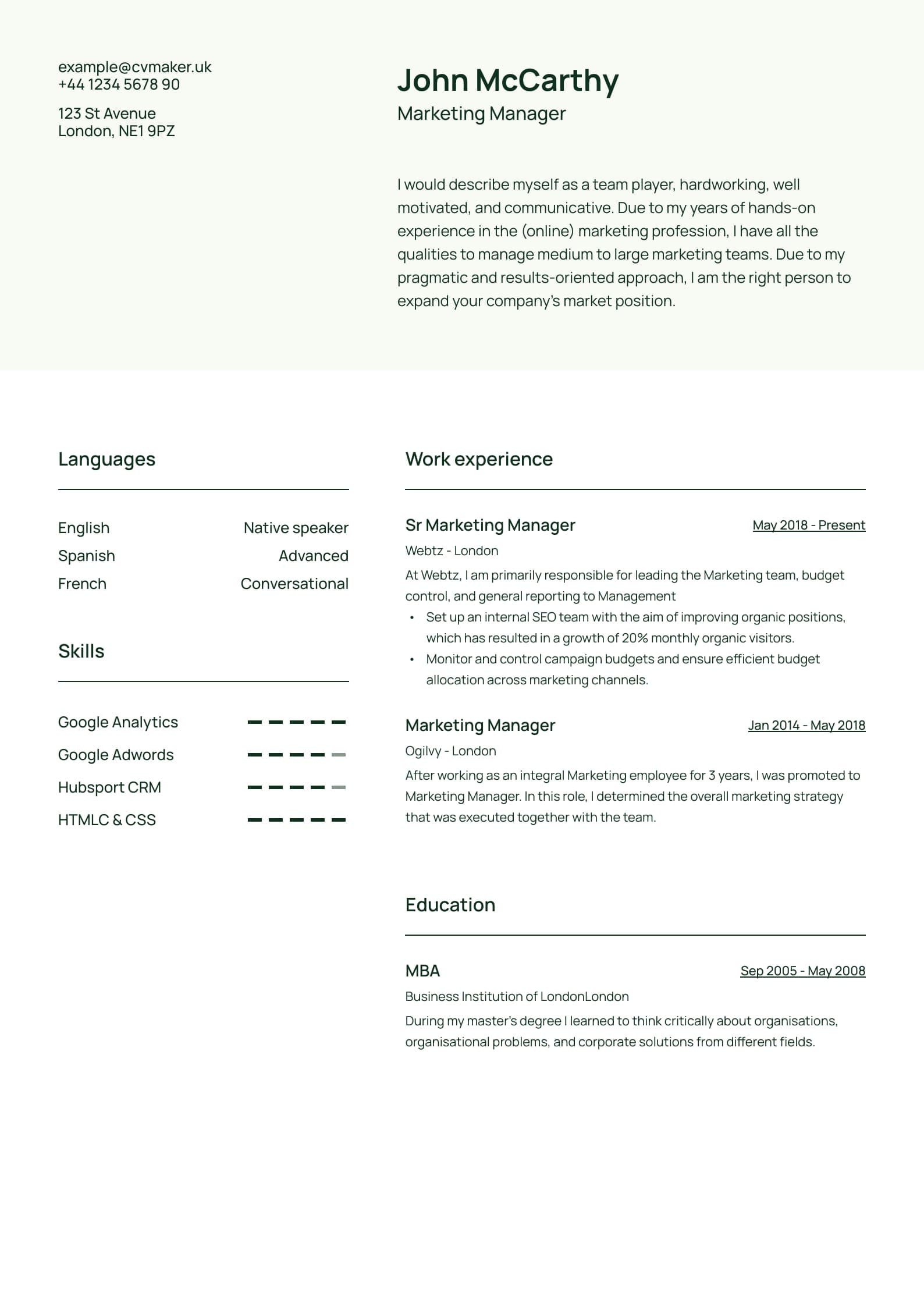 10 UK CV Examples With Free CV Templates, Formats, Layouts,, 40% OFF