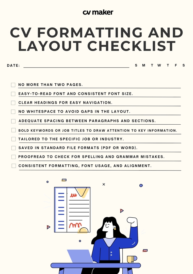 Simple CV format and layout checklist