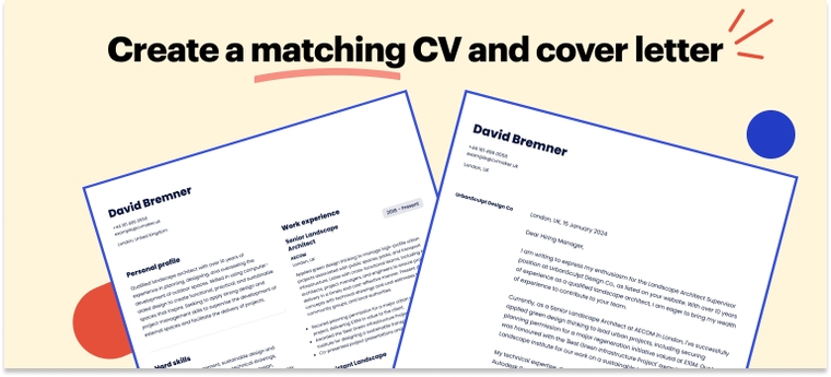 Matching CV and cover letter for architecture