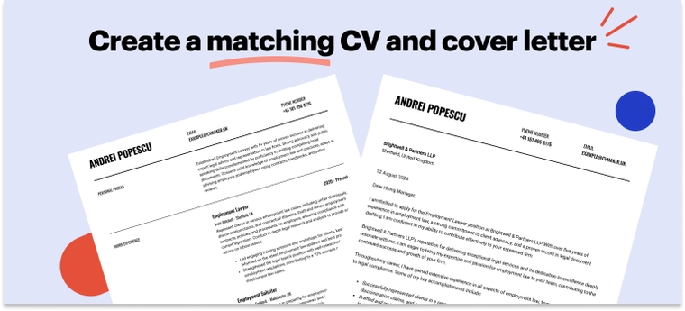 Matching CV and cover letter example