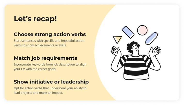 Action verbs to use in a CV | Tips