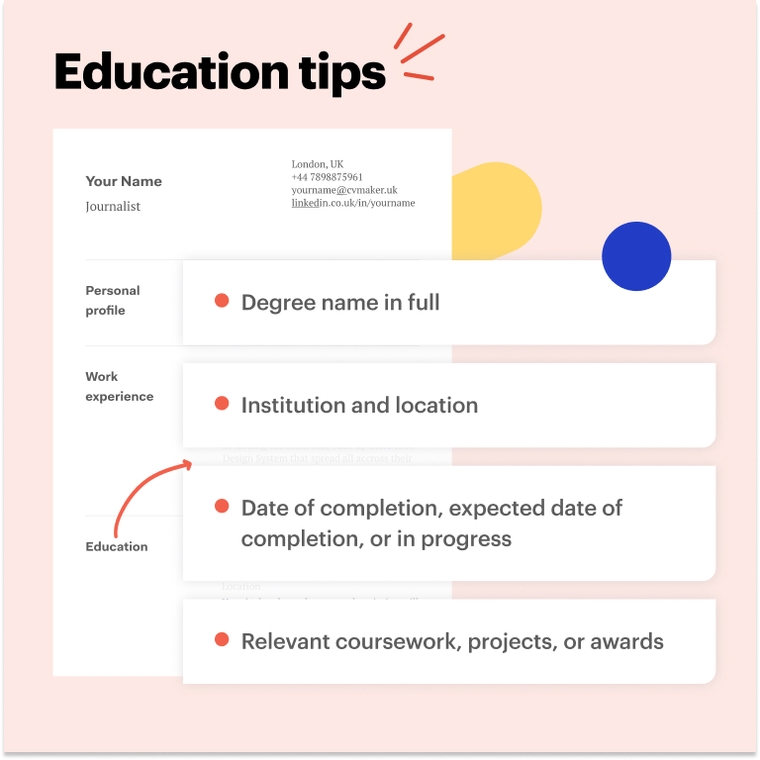 Journalist CV education tips