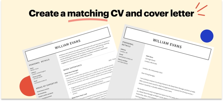 Retail CV and retail cover letter example