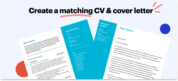 matching CV and cover letter example