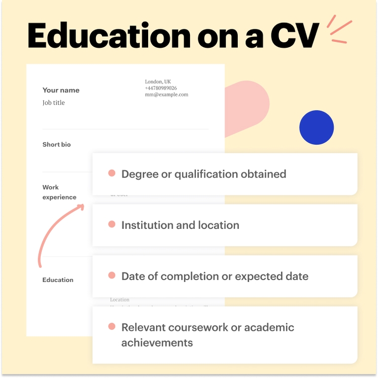 Education on a secretary CV