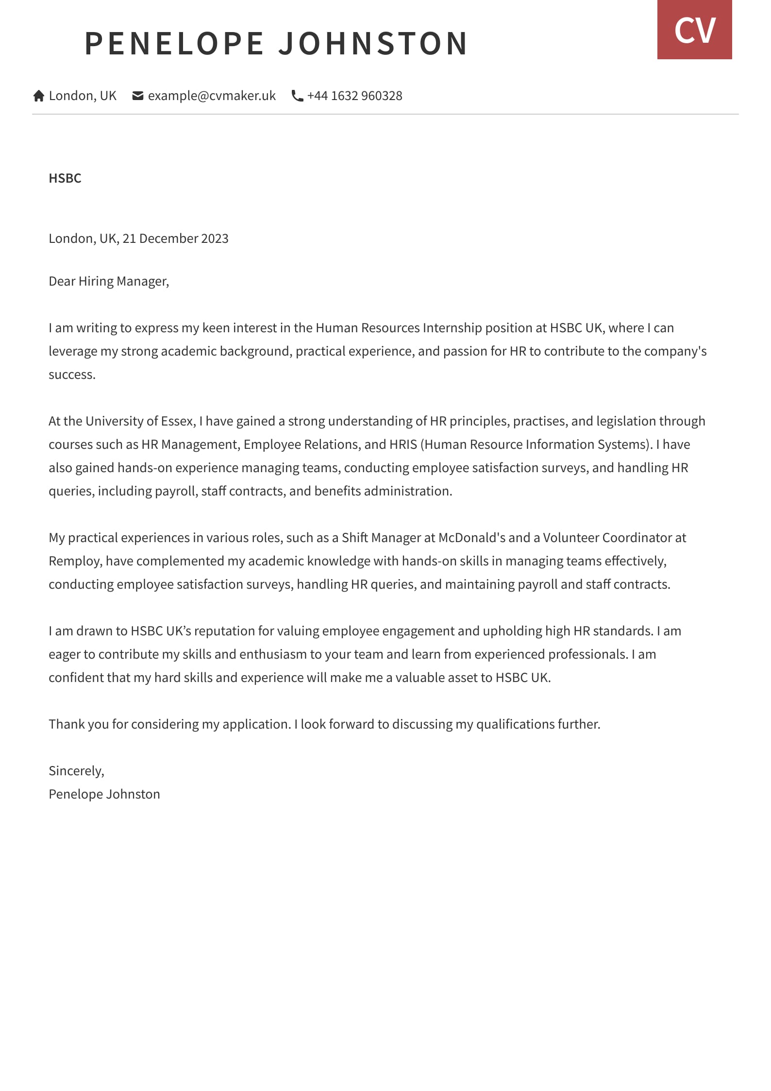 Student Cover Letter Example  Free Writing Guide with Examples