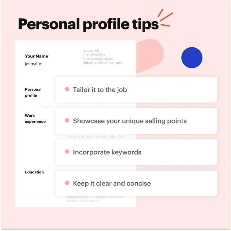 Personal profile tips for a journalist CV