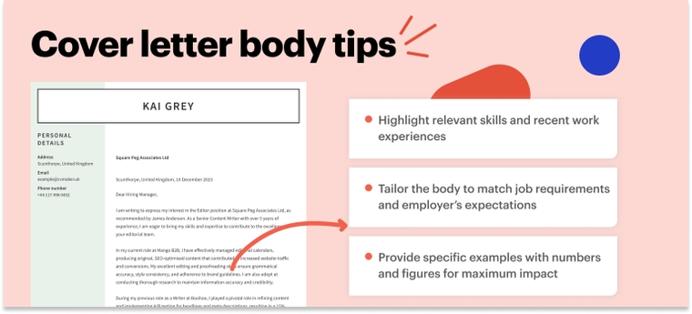 Writer cover letter body | Format tips