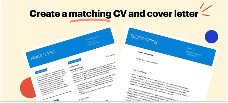 Sales CV example and sales cover letter example