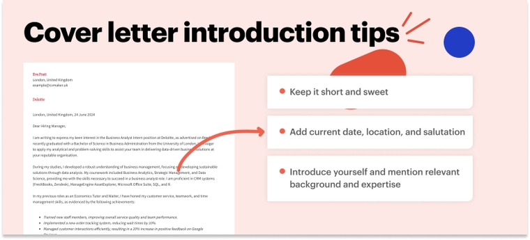 Cover letter introduction for an internship