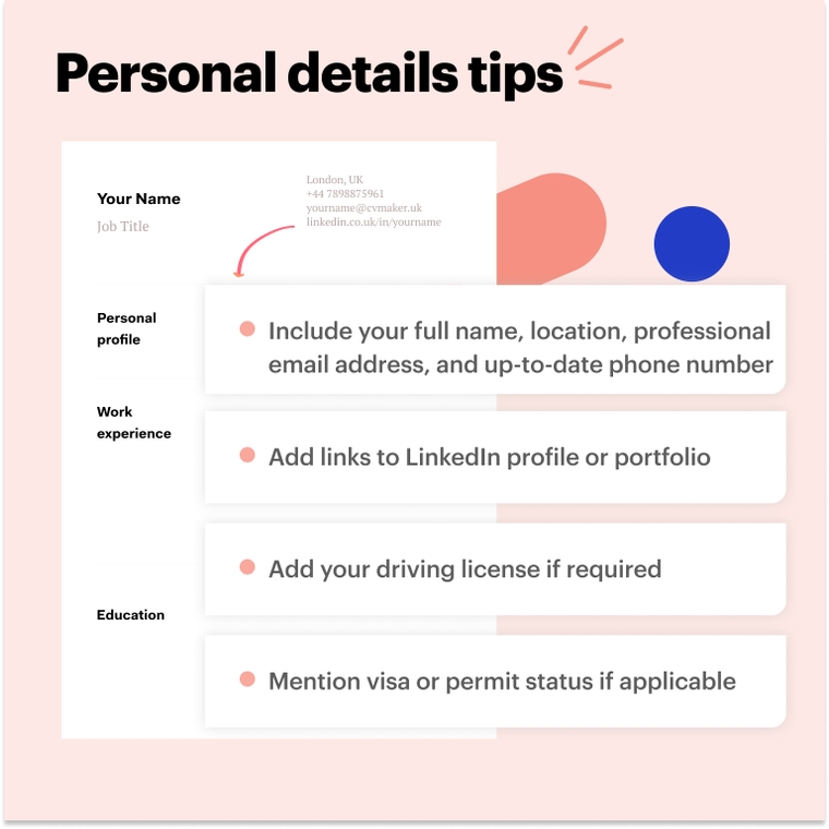 personal details on a CV