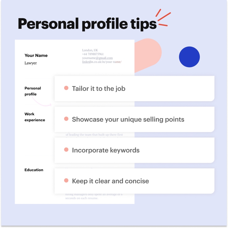 Personal profile example on a CV