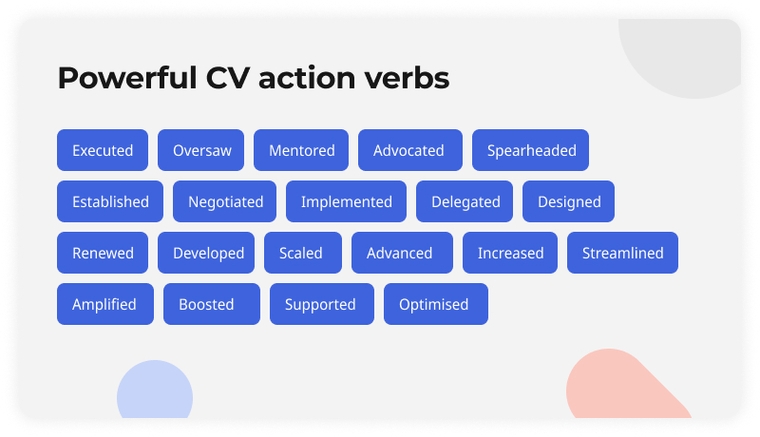 Powerful action verbs for your CV