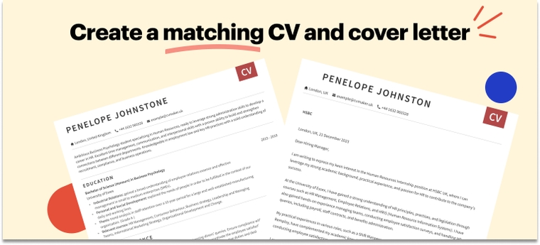 Data scientist CV and cover letter template