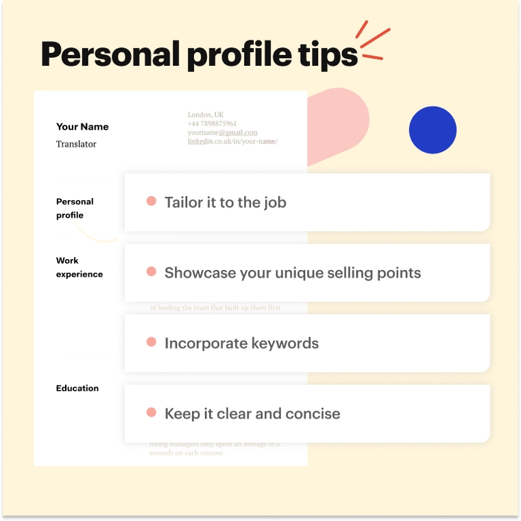 Personal profile CV example