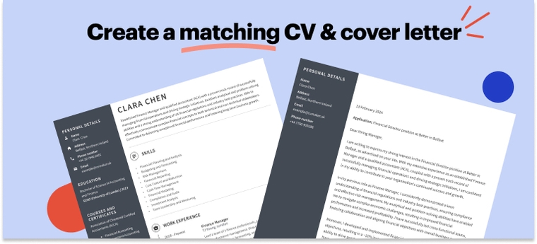Academic cover letter example and matching CV