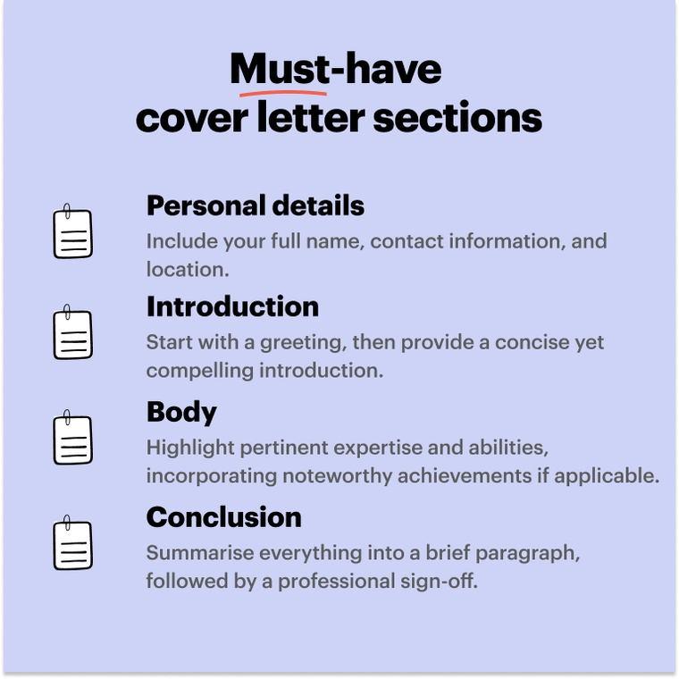 academic cover letter sections