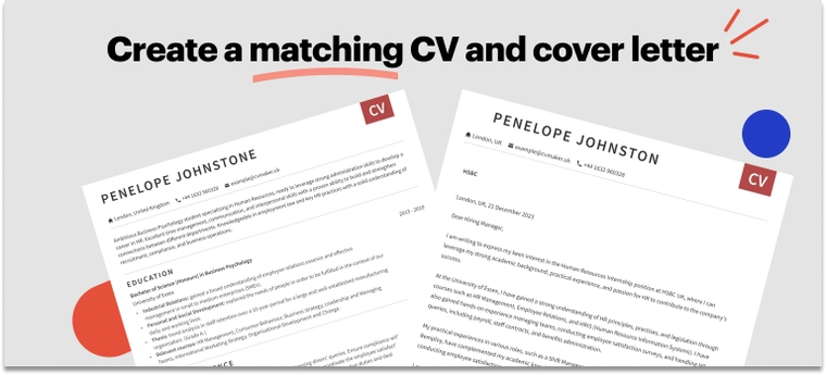 matching CV and account manager cover letter example