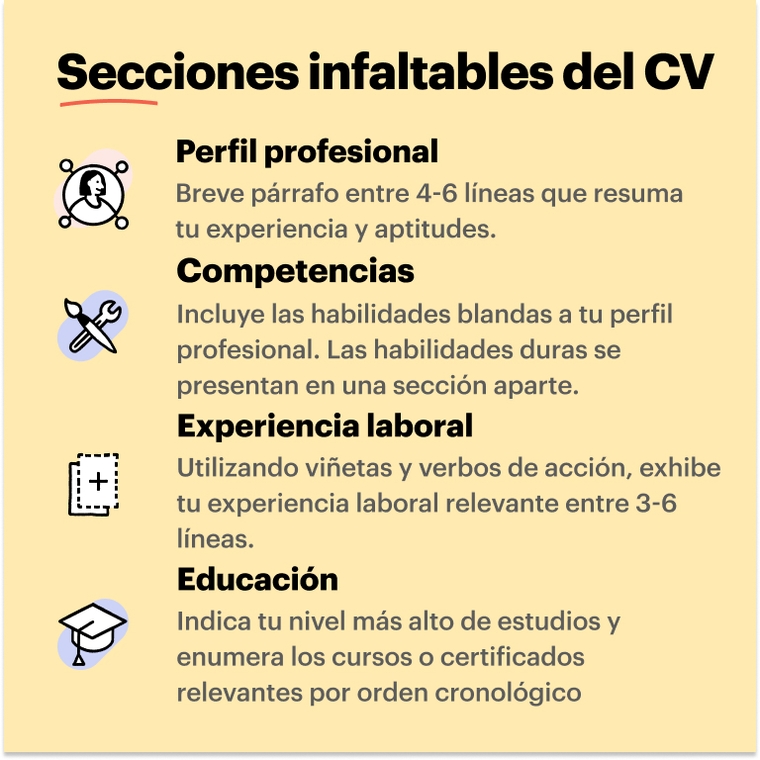 Spanish CV sections