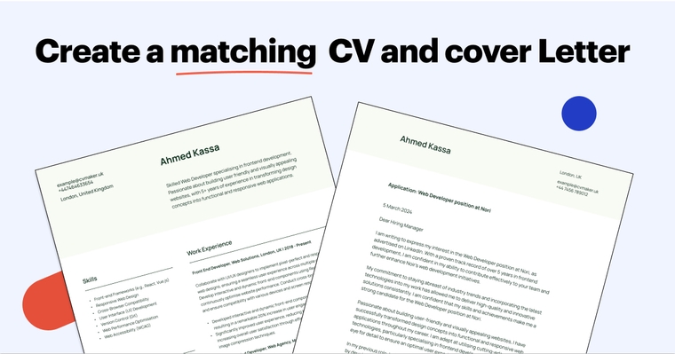 matching CV and cover letter example